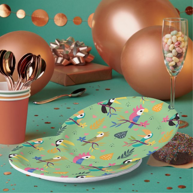 Toucans & Parrotts Paper Plates (Multi)