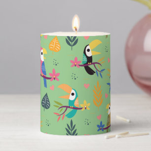 Toucans & Parrotts Pillar Candle