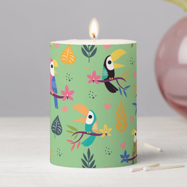 Toucans & Parrotts Pillar Candle (In Situ)