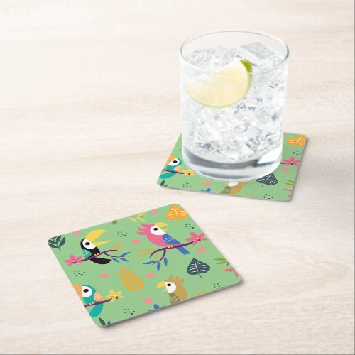 Toucans  Parrotts Square Paper Coaster