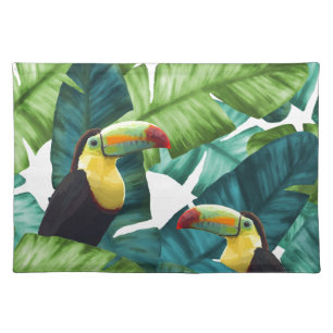 Toucans Tropical Banana Leaves Pattern Placemat