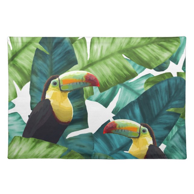 Toucans Tropical Banana Leaves Pattern Placemat (Front)