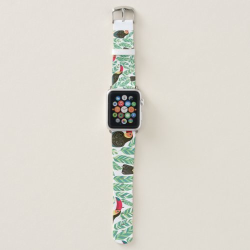 Toucans tropical leaves decorative pattern apple watch band
