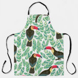 Toucans, tropical leaves, decorative pattern. apron