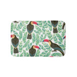 Toucans, tropical leaves, decorative pattern. bath mat