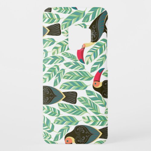 Toucans tropical leaves decorative pattern Case_Mate samsung galaxy s9 case