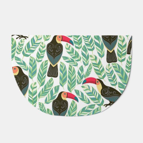 Toucans tropical leaves decorative pattern doormat