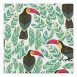 Toucans, tropical leaves, decorative pattern. faux canvas print
