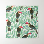 Toucans, tropical leaves, decorative pattern. tapestry