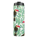 Toucans, tropical leaves, decorative pattern. thermal tumbler