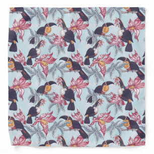 Toucans With Exotic Flowers Bandana