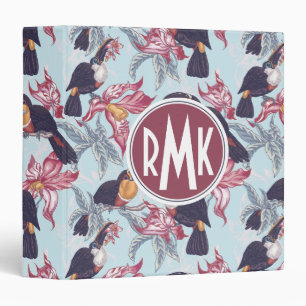 Toucans With Exotic Flowers Monogram Binder
