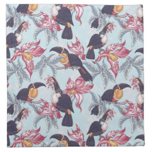 Toucans With Exotic Flowers Napkin