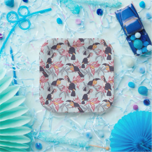 Toucans With Exotic Flowers Paper Plates