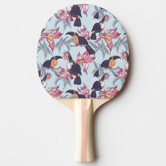 Toucans With Exotic Flowers Ping-Pong Paddle (Front)