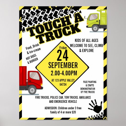 TOUCH A TRUCK theme event Poster | Zazzle