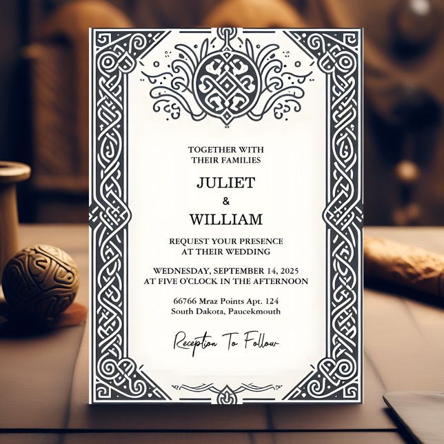Touch Celtic Nordic Medieval Scroll Viking Wedding Invitation (Creator Uploaded)