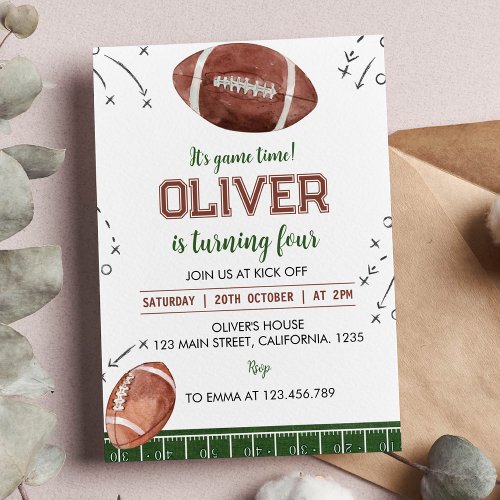 Touch Down Football 1st Birthday Invitation