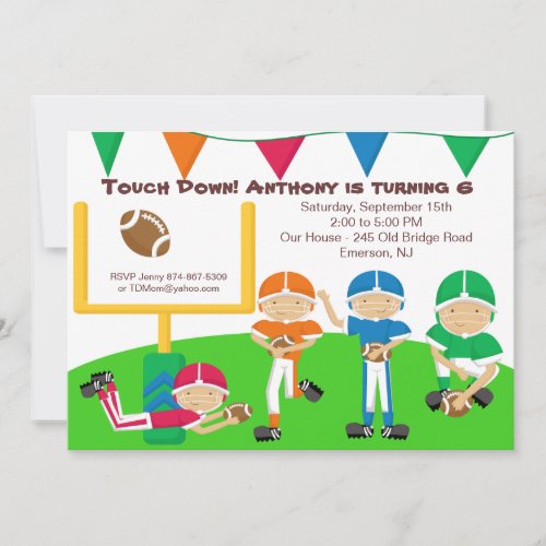 Touch Down! Football Team  Birthday Invitation