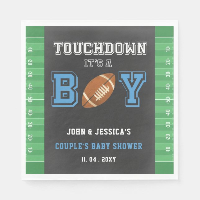 Touch Down Its a Boy Football Baby Shower Napkins (Front)