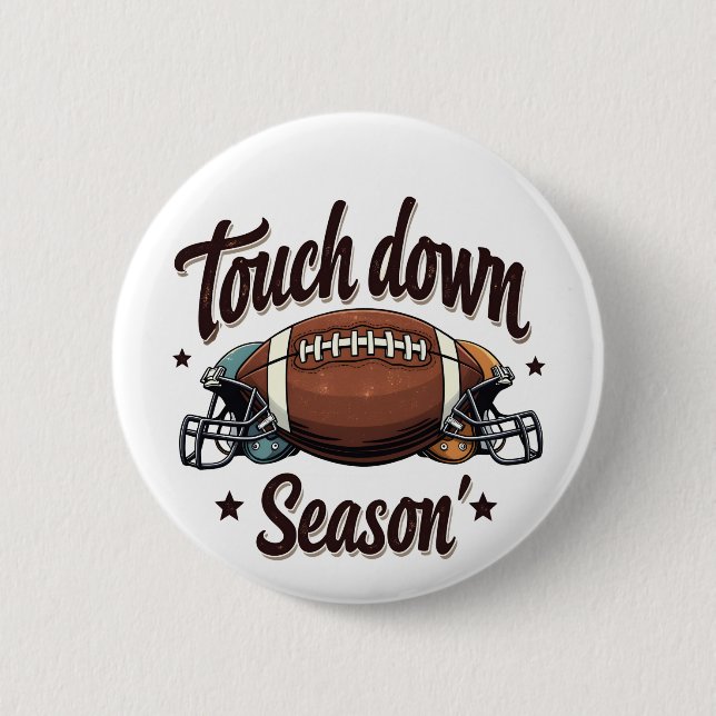 Touch Down Season Fantasy Football Rugby Gift  Button (Front)