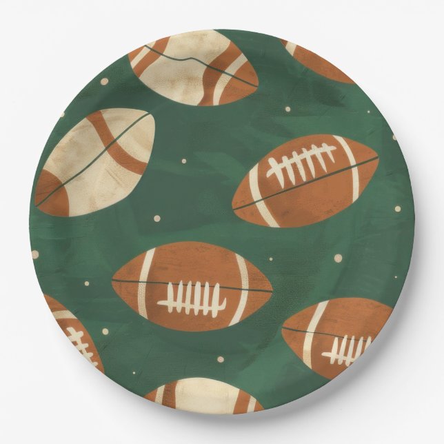 Touch Down Super Bowl football baby shower Paper Plates (Front)