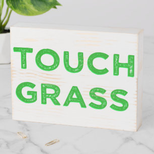 Touch Grass Wooden Box Sign