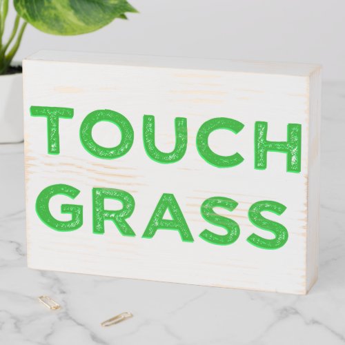 Touch Grass Wooden Box Sign