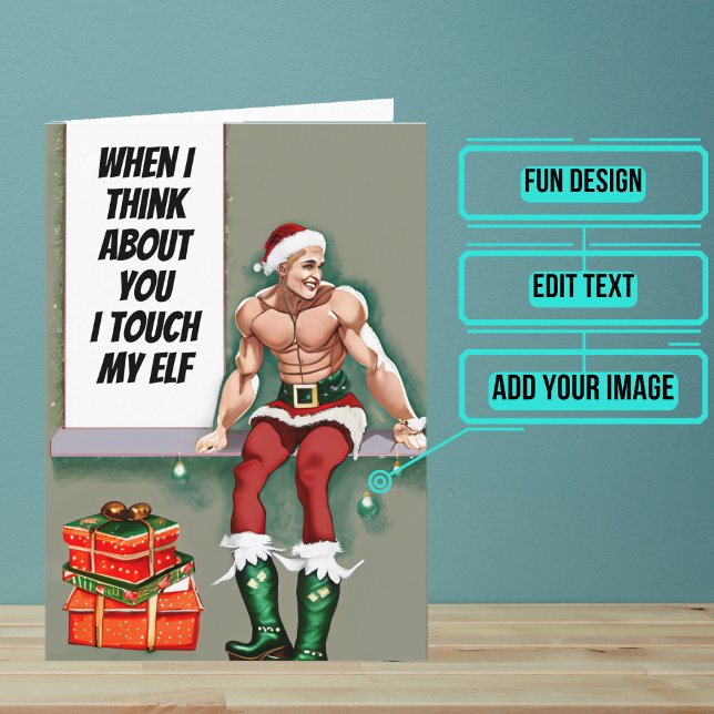 Touch My Elf Funny Christmas Holiday Card (Share your love this year with a Holiday greeting card using a fun design.)