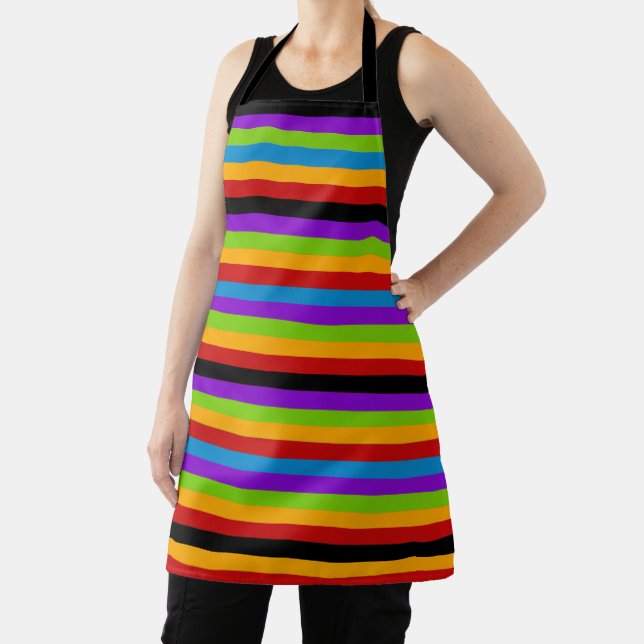 Touch of Black Rainbow Stripe Apron (Insitu)