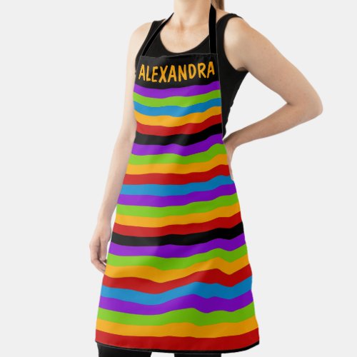 Touch of Black Rainbow Stripe Custom Apron