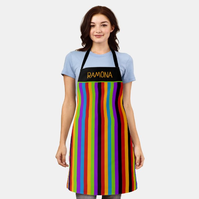 Touch of Black Rainbow Stripe Custom Apron (Worn)
