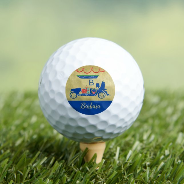 Touch of Christmas Golf Cart Monogram Name Golf Balls (Insitu Tee)