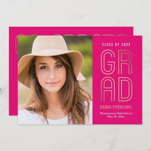 Touch of Class EDITABLE COLOR Graduation Photo Invitation (Front/Back)
