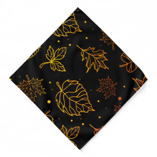 Touch of Elegance Copper Leaves on Black Bandana