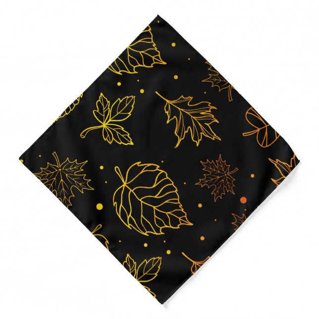 Touch of Elegance Copper Leaves on Black  Bandana (Front)