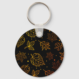 Touch of Elegance Copper Leaves on Black Keychain