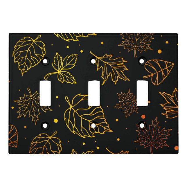 Touch of Elegance Copper Leaves on Black  Light Switch Cover (Front)
