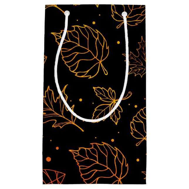 Touch of Elegance Copper Leaves on Black  Small Gift Bag (Front)