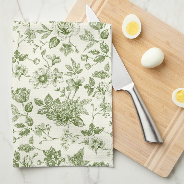 Touch of Elegance Garden Toile Kitchen Towel (Quarter Fold)