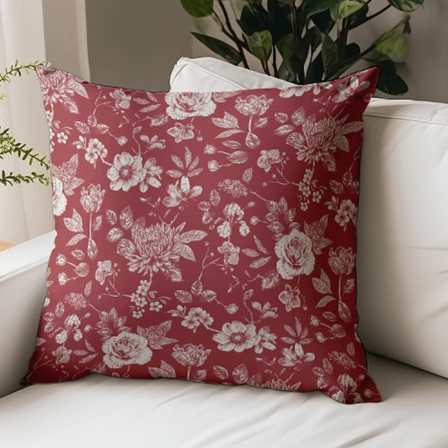 Touch of Elegance Garden Toile Throw Pillow (Creator Uploaded)