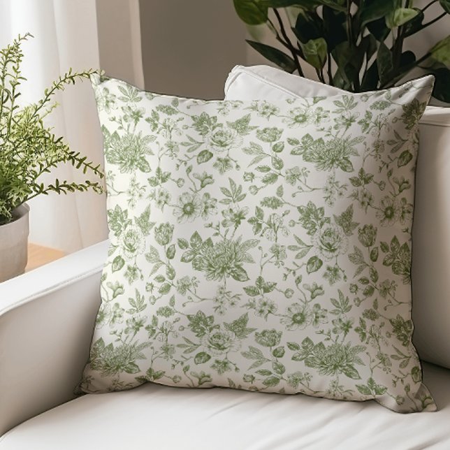 Touch of Elegance Garden Toile Throw Pillow (Creator Uploaded)