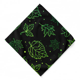Touch of Elegance Green Leaves on Black Bandana
