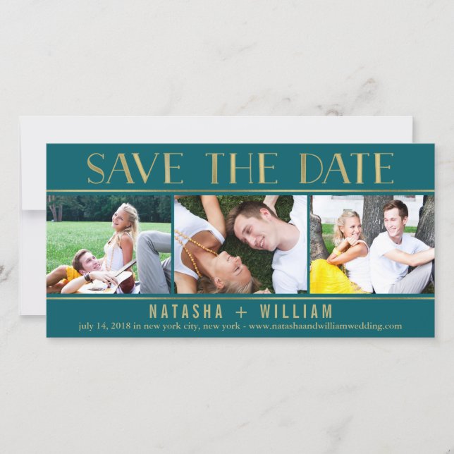 Touch of Gold EDITABLE COLOR Collage Save The Date (Front)