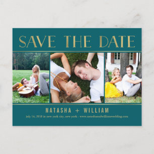 Touch of Gold EDITABLE COLOR Collage Save The Date Announcement Postcard