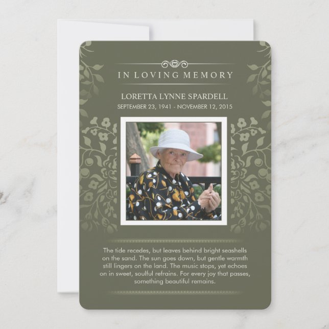 Touch of Gold Floral Photo Poem Thank You Card (Front)
