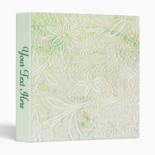 Touch of Green Floral Embroidered 2 3 Ring Binder (Front/Spine)