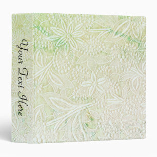 Touch of Green Floral Embroidered Look 3 Ring Binder