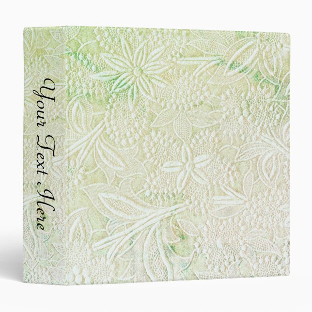 Touch of Green Floral Embroidered Look 3 Ring Binder (Front/Spine)