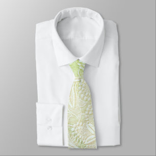 Touch of Green Floral Embroidered Look Neck Tie
